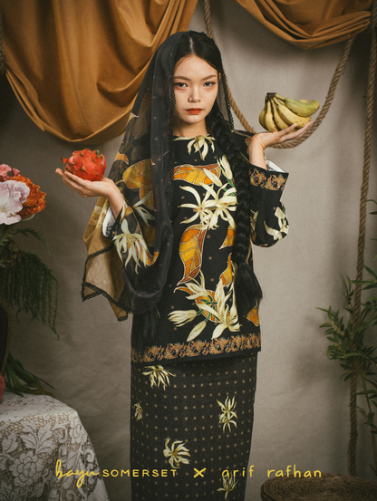 Cempaka Kurung - Hitam (with shawl)