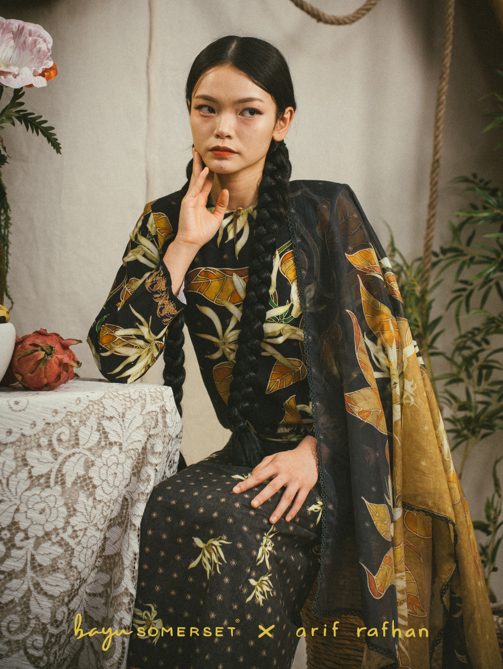 Cempaka Kurung - Hitam (with shawl)