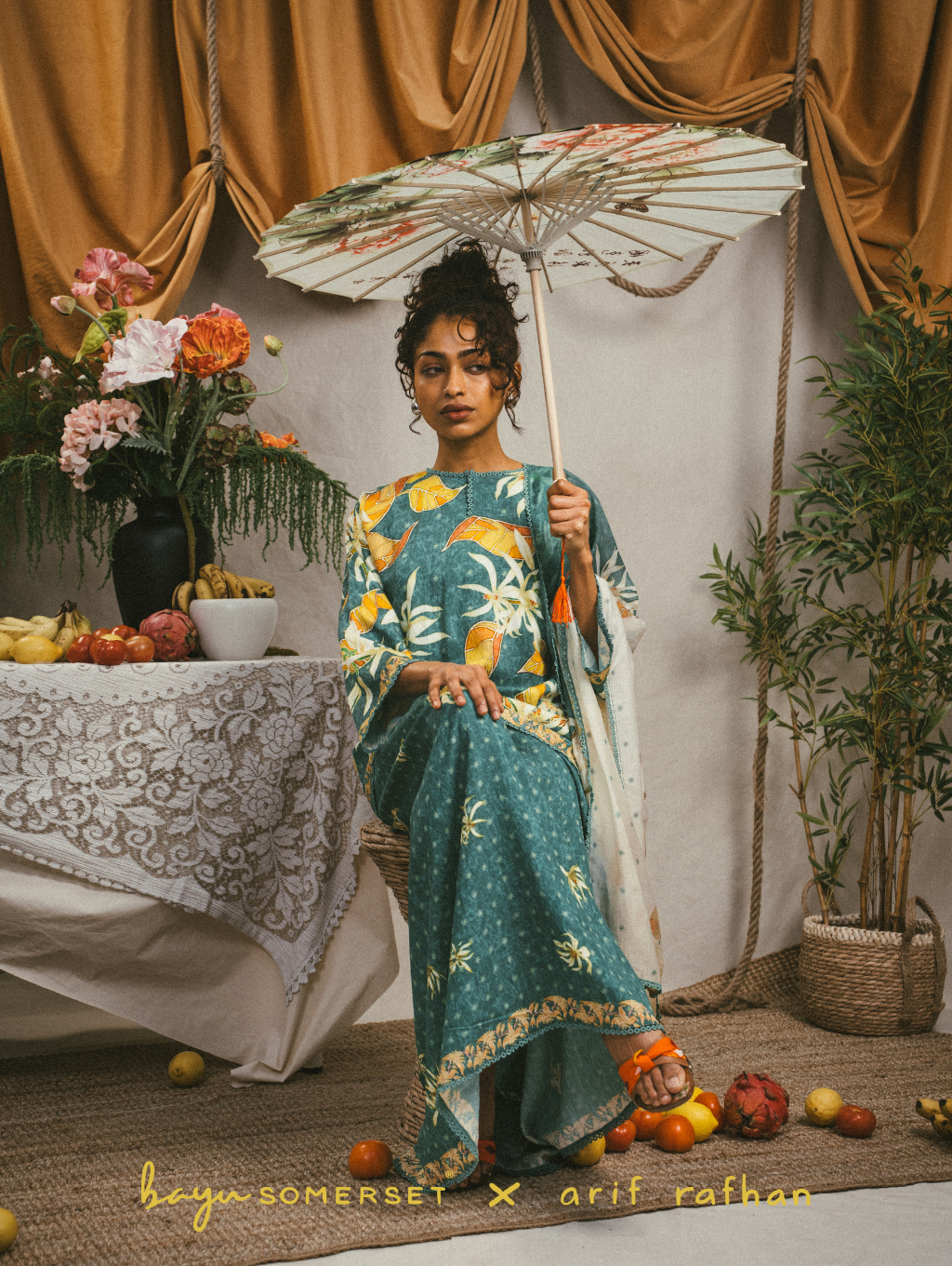 Elora Kurung - Cempaka Teal (with shawl)