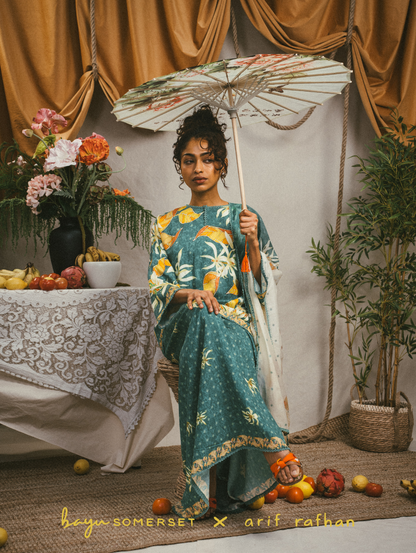 Elora Kurung - Cempaka Teal (with shawl)