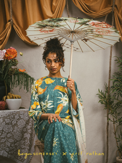Elora Kurung - Cempaka Teal (with shawl)