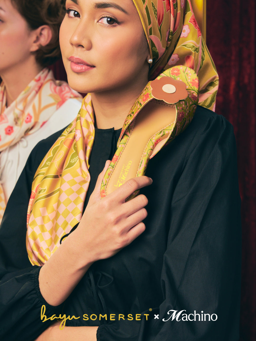 Square Scarf - Amber Bloom in Hana Sage