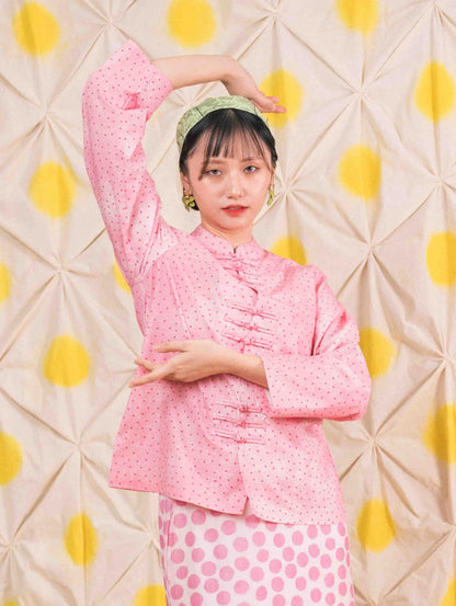 Imperial Top - Pois Pink