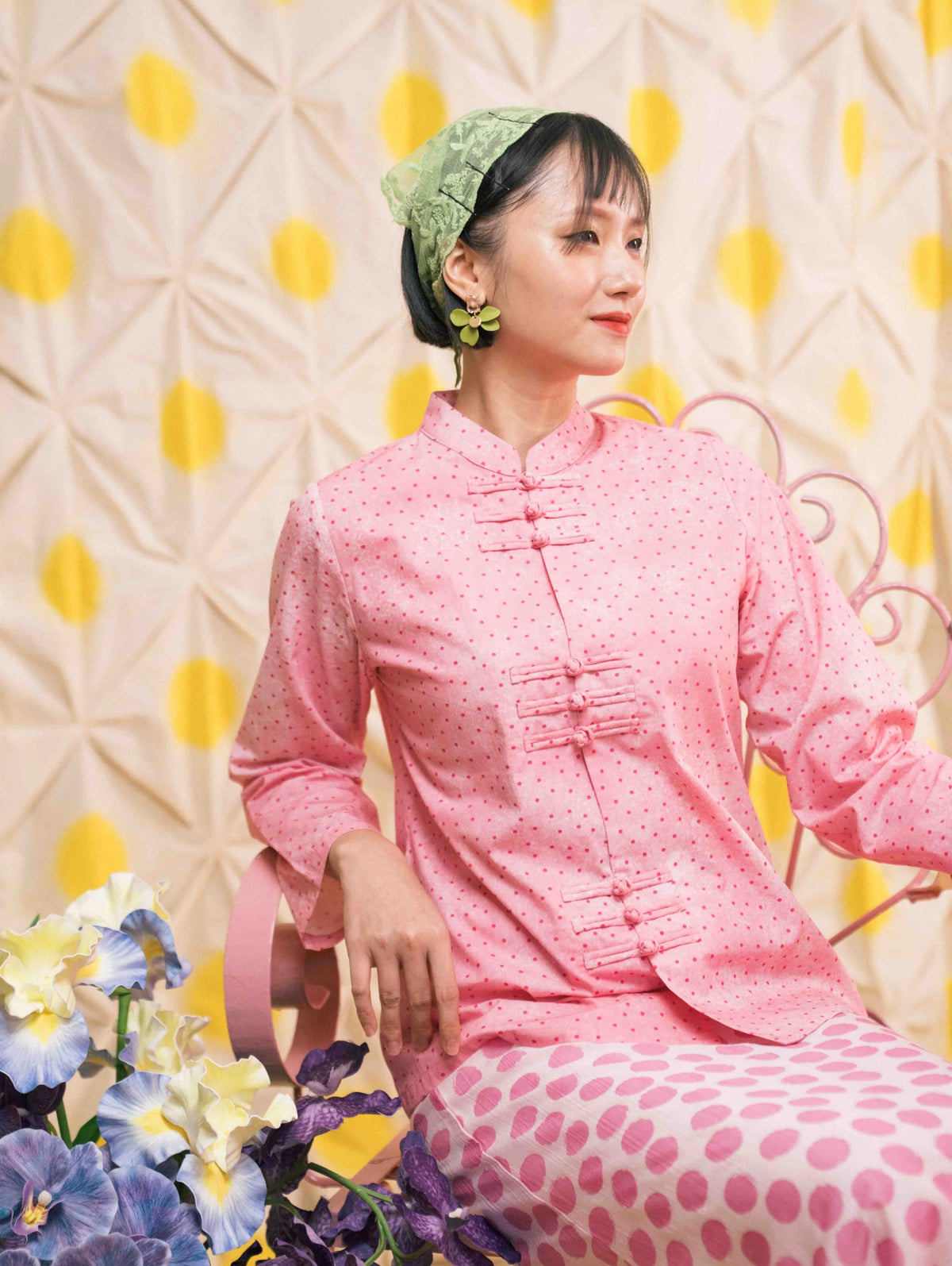 Imperial Top - Pois Pink