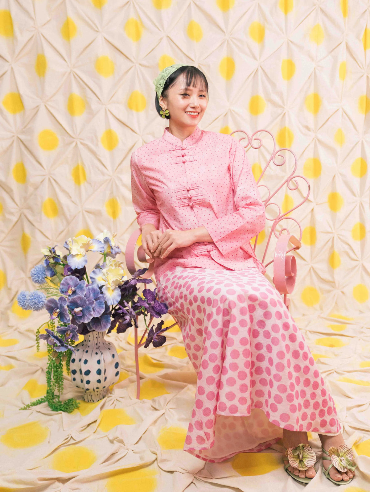 Imperial Top - Pois Pink