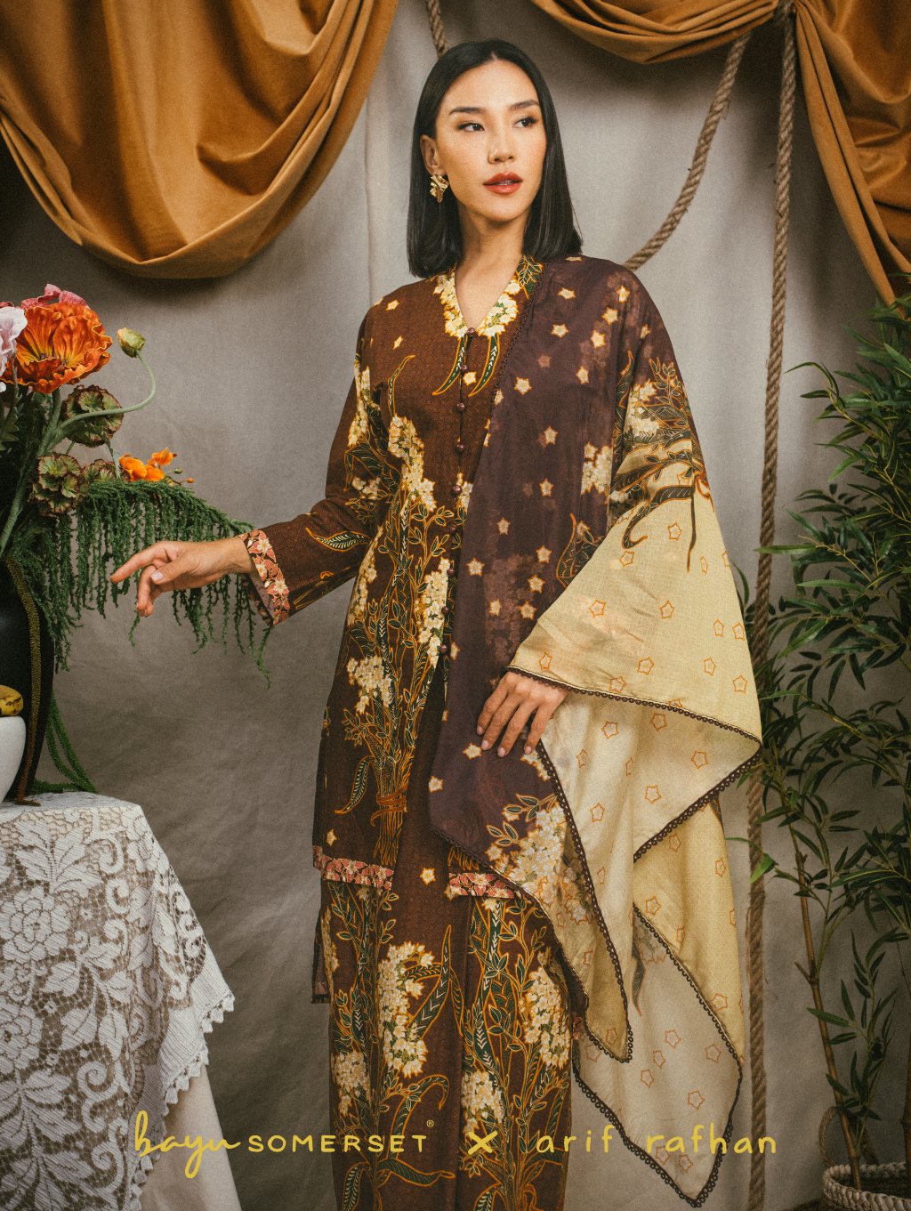 Mega Maxi Kebaya - Kesidang Brown (with shawl)