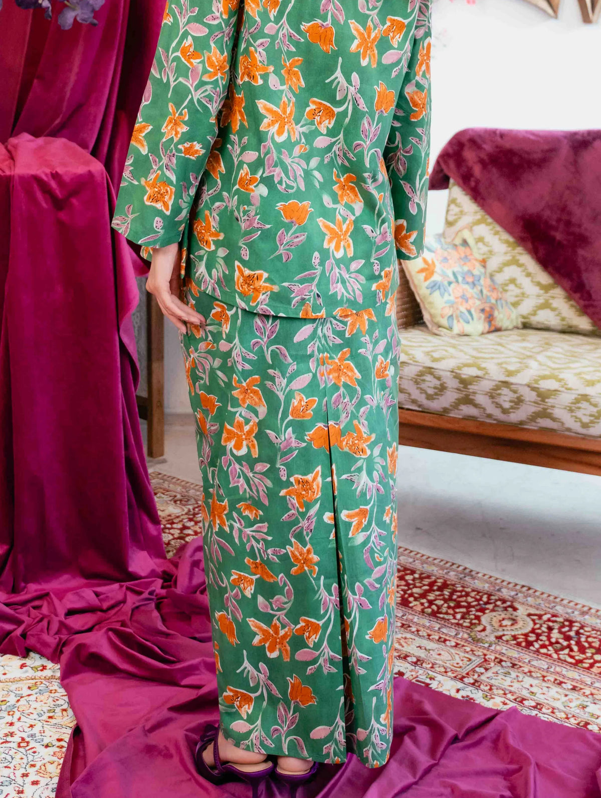 Noura Scalloped Kurung - Strawbliss Green
