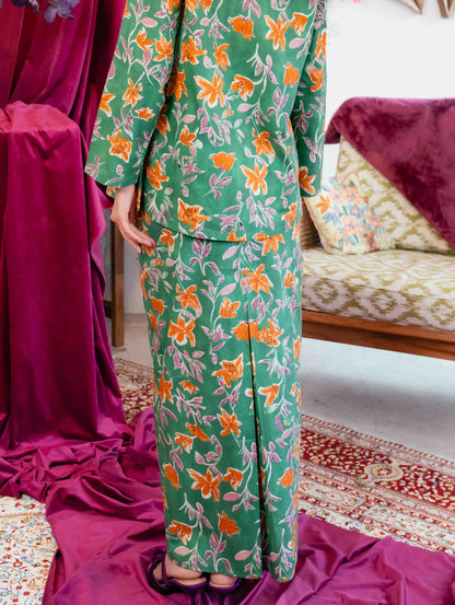 Noura Scalloped Kurung - Strawbliss Green