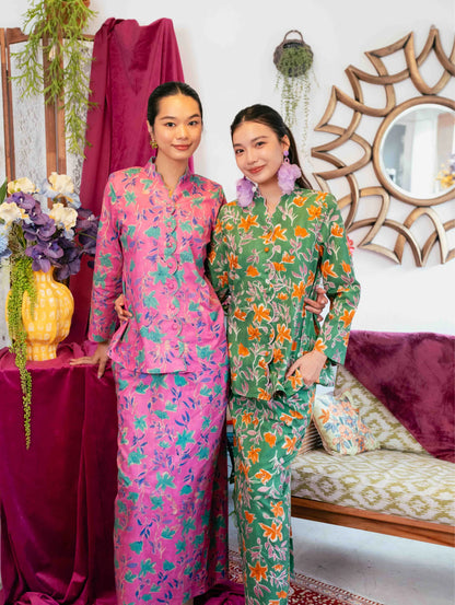 Noura Scalloped Kurung - Strawbliss Green