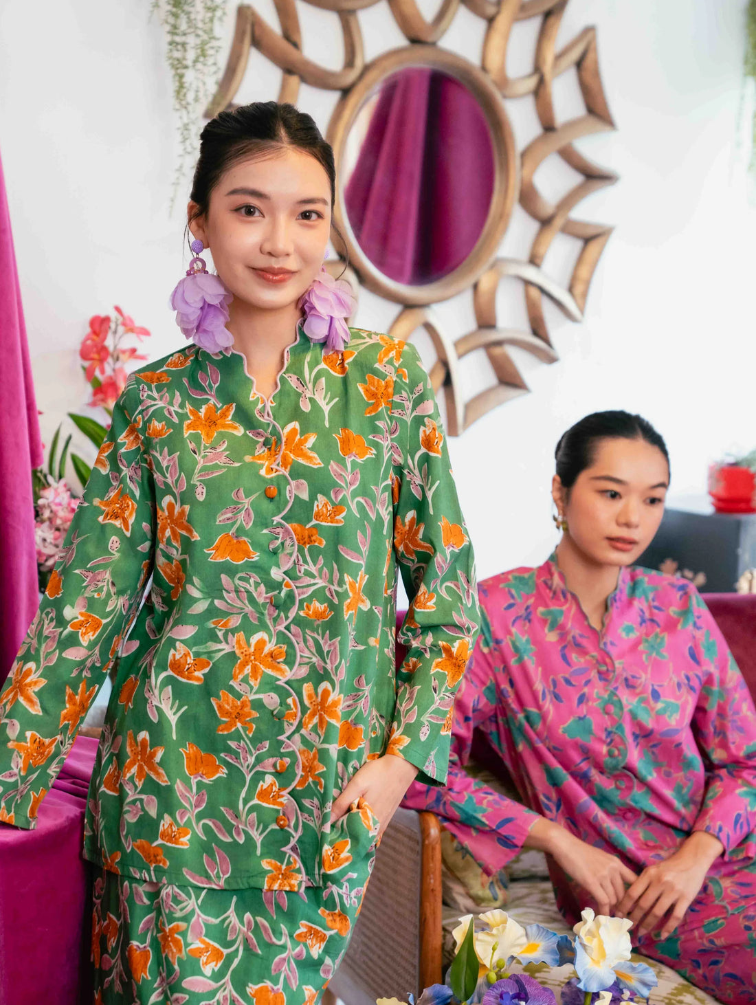 Noura Scalloped Kurung - Strawbliss Green
