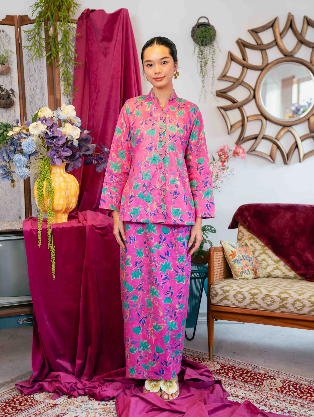 Noura Scalloped Kurung - Strawbliss Pink
