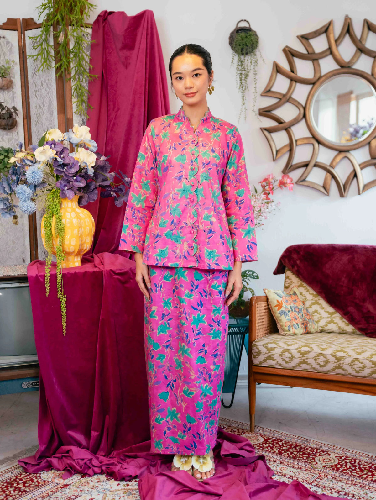 Noura Scalloped Kurung - Strawbliss Pink