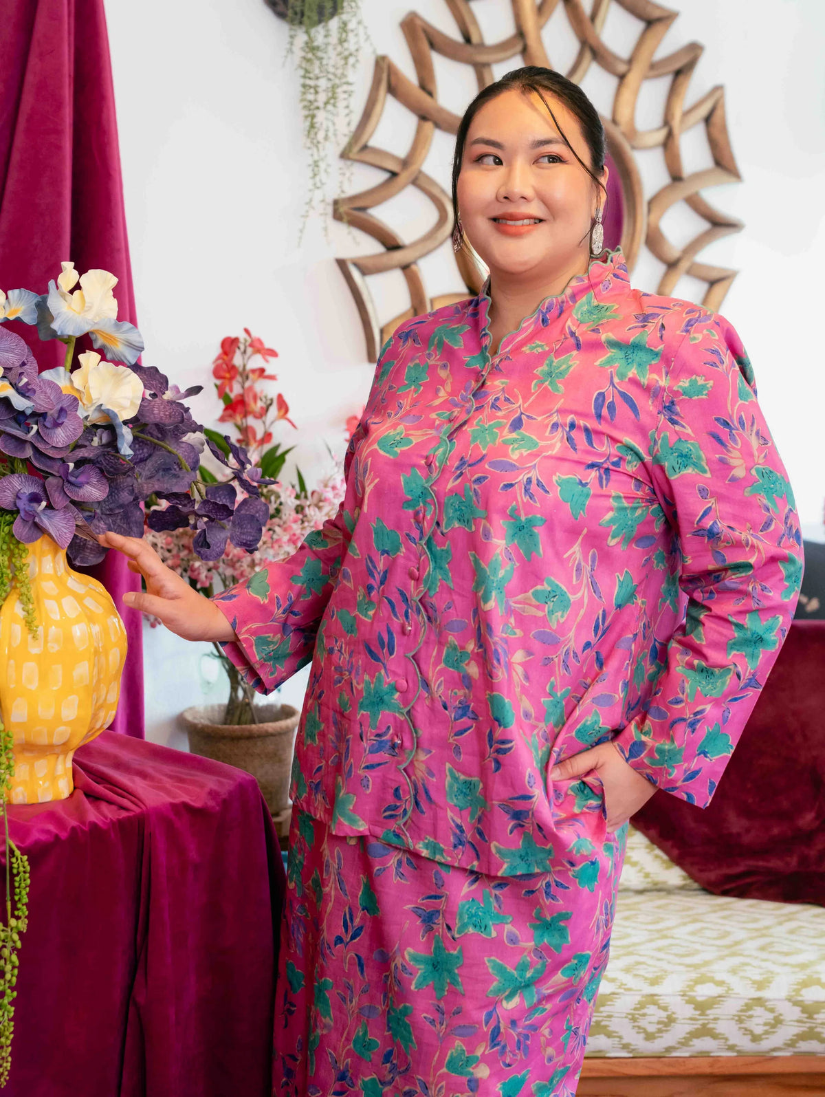 Noura Scalloped Kurung - Strawbliss Pink