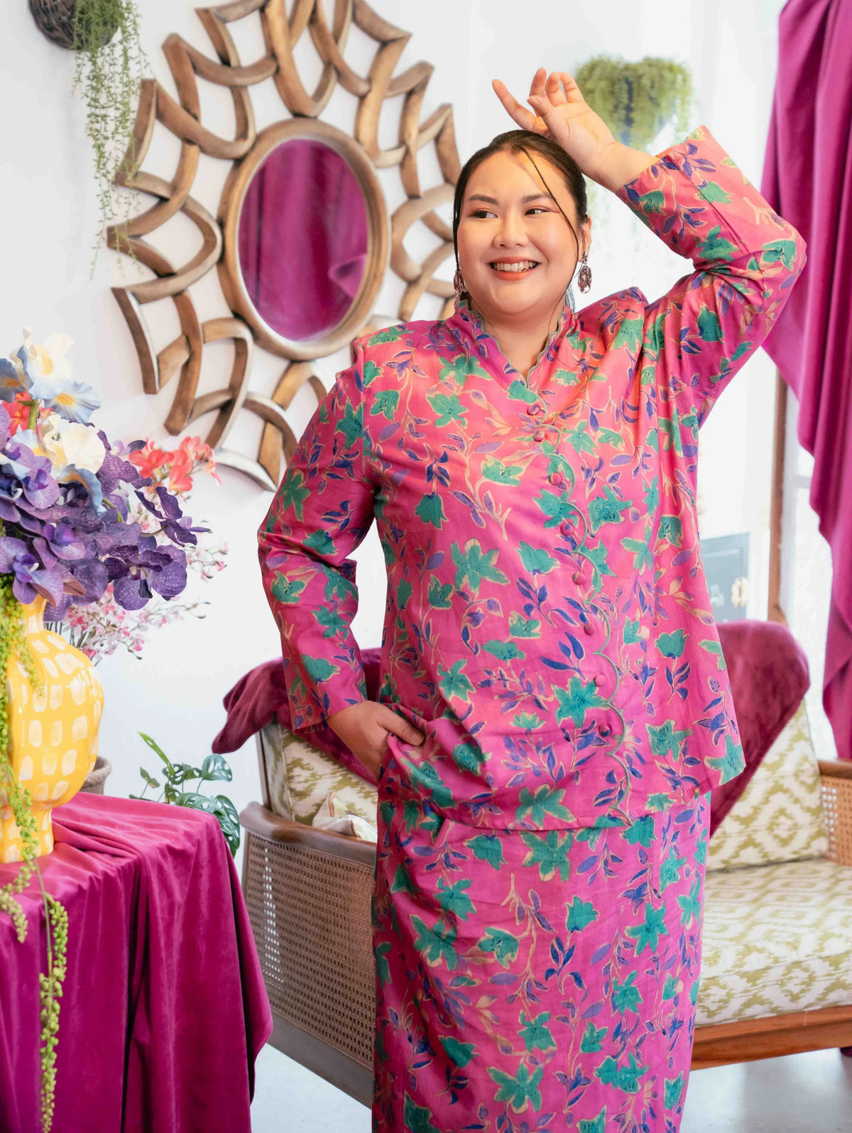Noura Scalloped Kurung - Strawbliss Pink