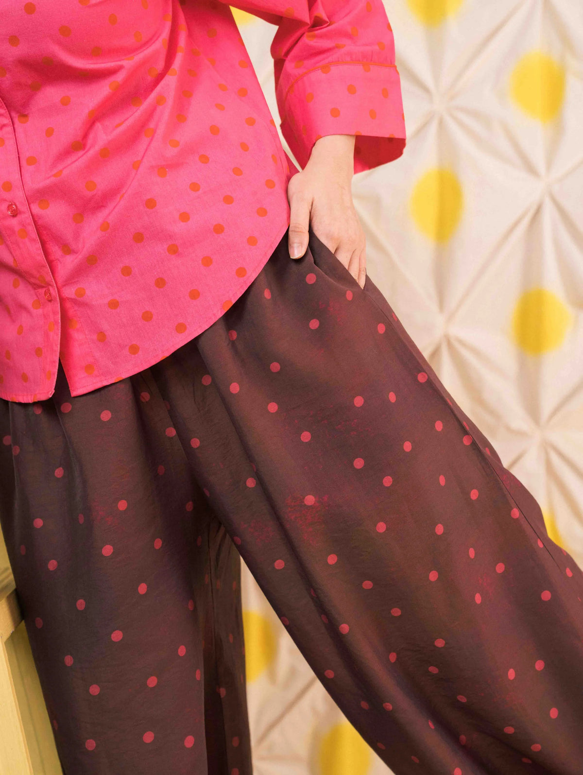 Ivy Harem Pants - Pois Maroon