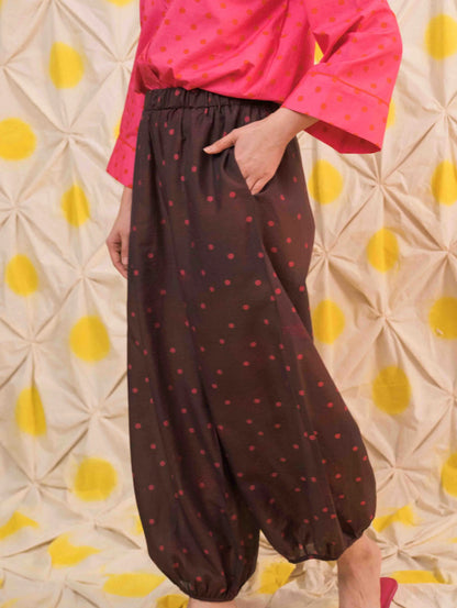 Ivy Harem Pants - Pois Maroon