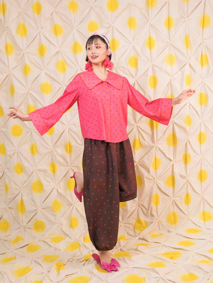 Ivy Harem Pants - Pois Maroon