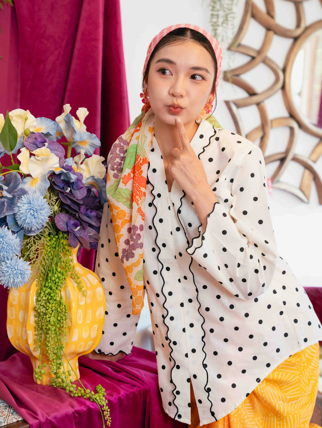 Elora Kebaya Top - Polka