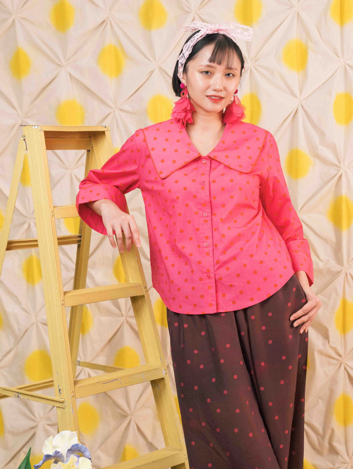 Ivy Harem Pants - Pois Maroon